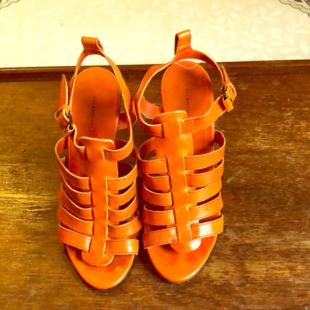 Balenciaga High Healed Leather Sandals